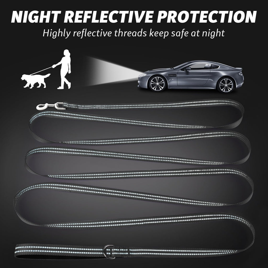 XiaZ 100-Foot Dog Training Leash – Heavy Duty Nylon with Padded Handle, Reflective Strips & 550 LBS Bearing