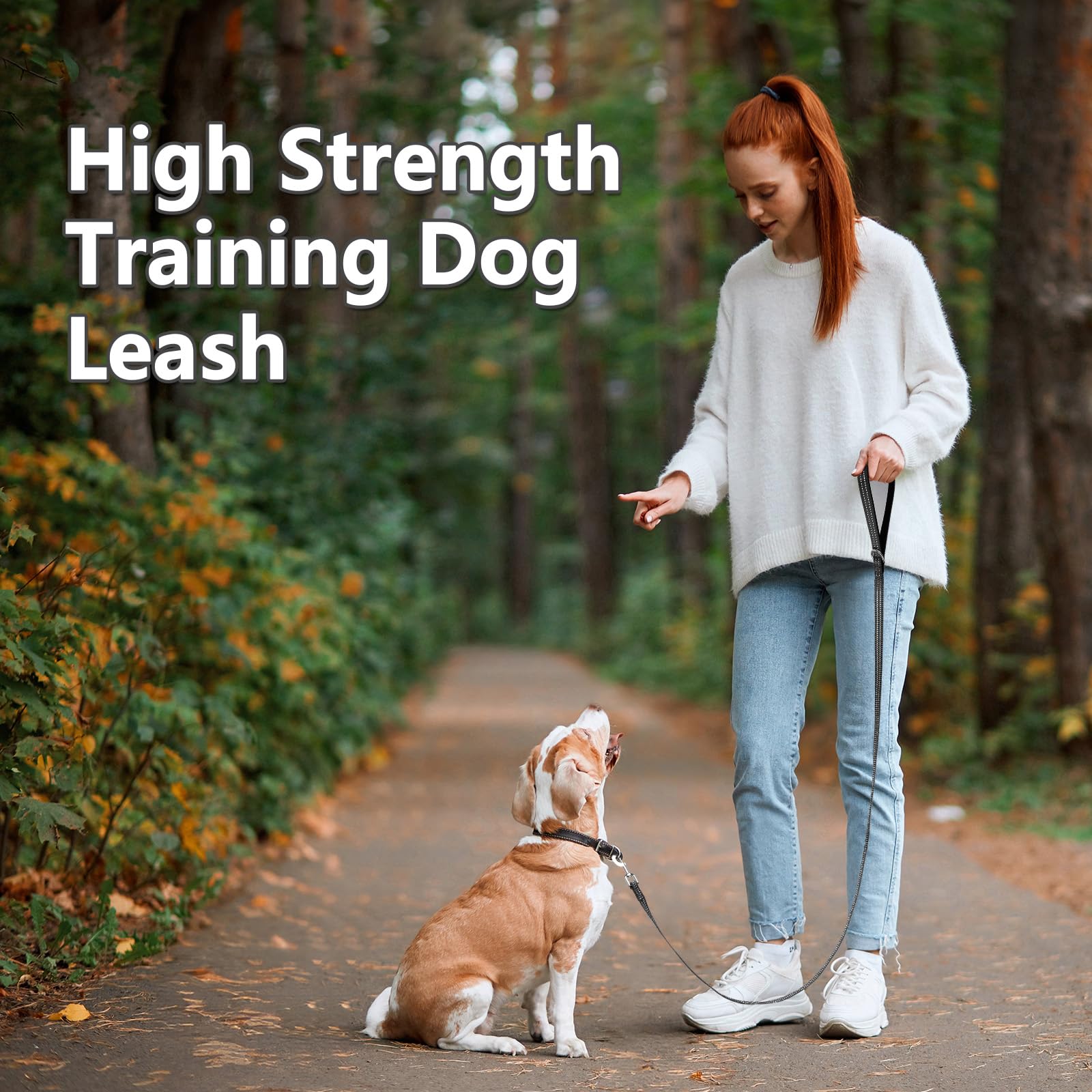 XiaZ 100-Foot Dog Training Leash – Heavy Duty Nylon with Padded Handle, Reflective Strips & 550 LBS Bearing