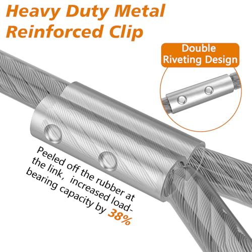 XiaZ Heavy Duty Dog Tie Out Cable 30ft - Stainless Steel, Lockable Hook, for Dogs Up to 250 lbs (Silver)