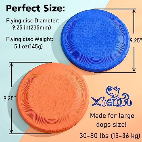 XIGOU Dog Flying Disc 2-Pack – Durable 9.25" EVA Fetch Toy for Medium Large Dogs