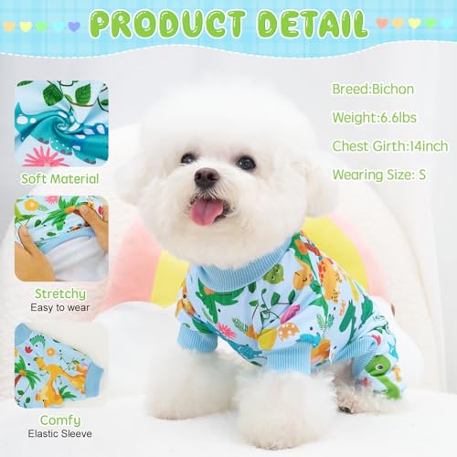XPUDAC 4-Pack Dog Pajamas for Small Dogs – Soft, Stretchy Summer Onesies with Cute Prints