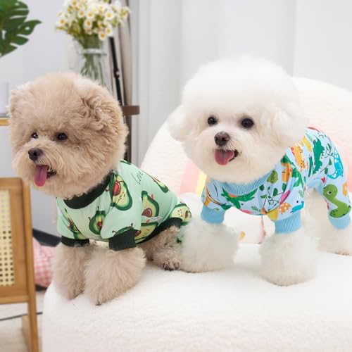 XPUDAC 4-Pack Dog Pajamas for Small Dogs – Soft, Stretchy Summer Onesies with Cute Prints