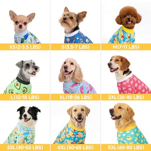XPUDAC 4-Pack Dog Pajamas for Small Dogs – Soft, Stretchy Summer Onesies with Cute Prints