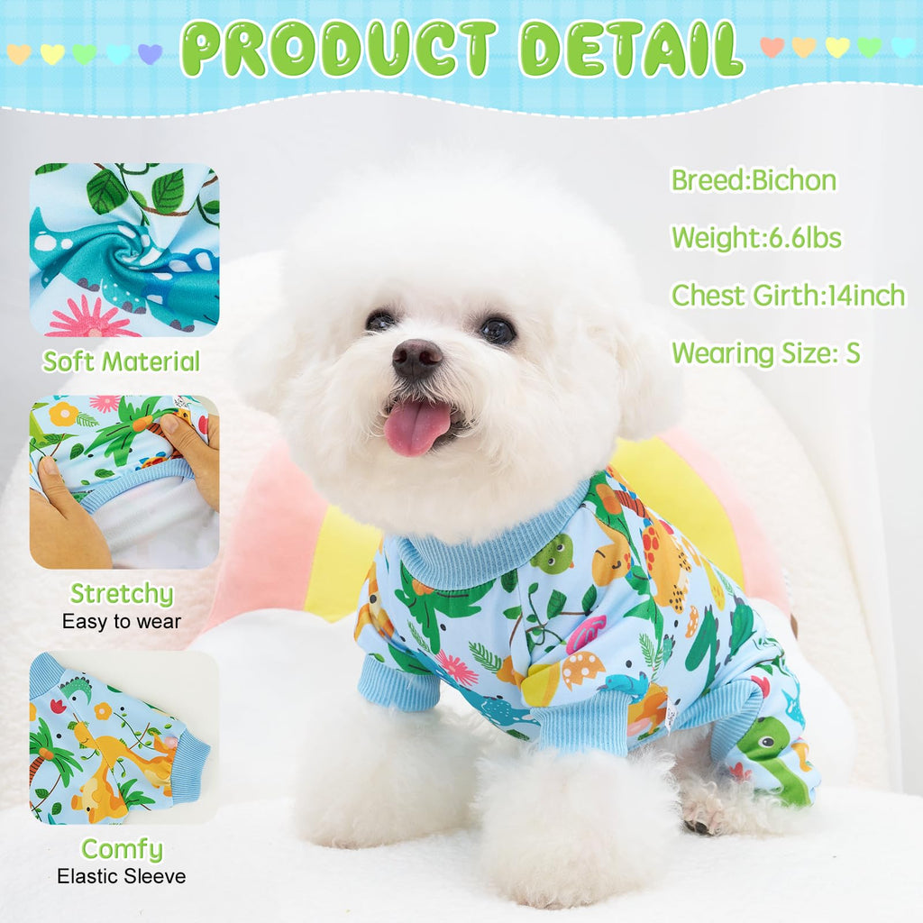 XPUDAC 4-Pack Dog Pajamas for Small Dogs – Soft, Stretchy Summer Onesies with Cute Prints