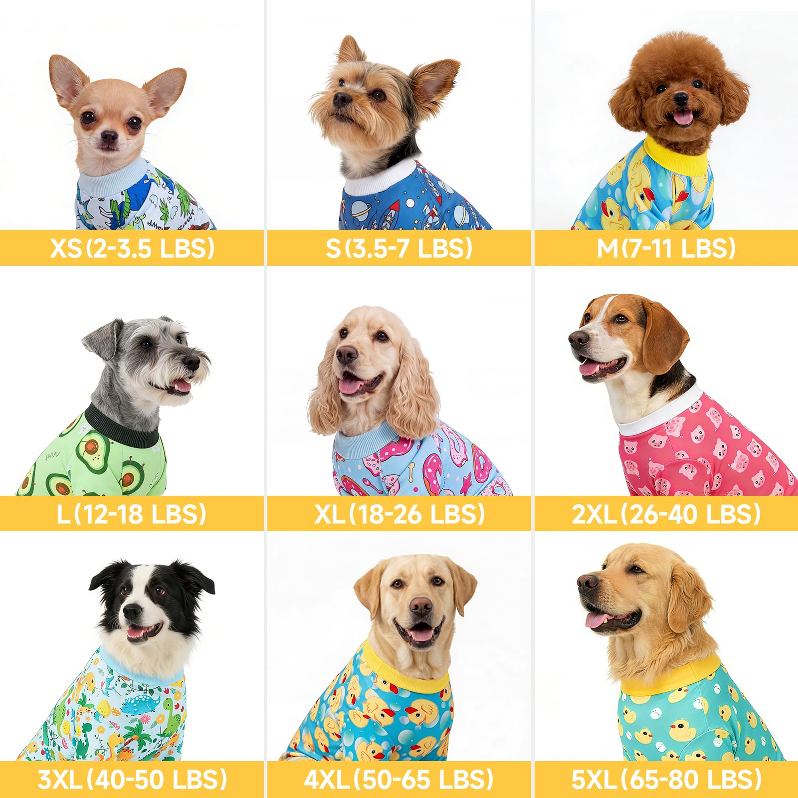 XPUDAC 4-Pack Dog Pajamas for Small Dogs – Soft, Stretchy Summer Onesies with Cute Prints