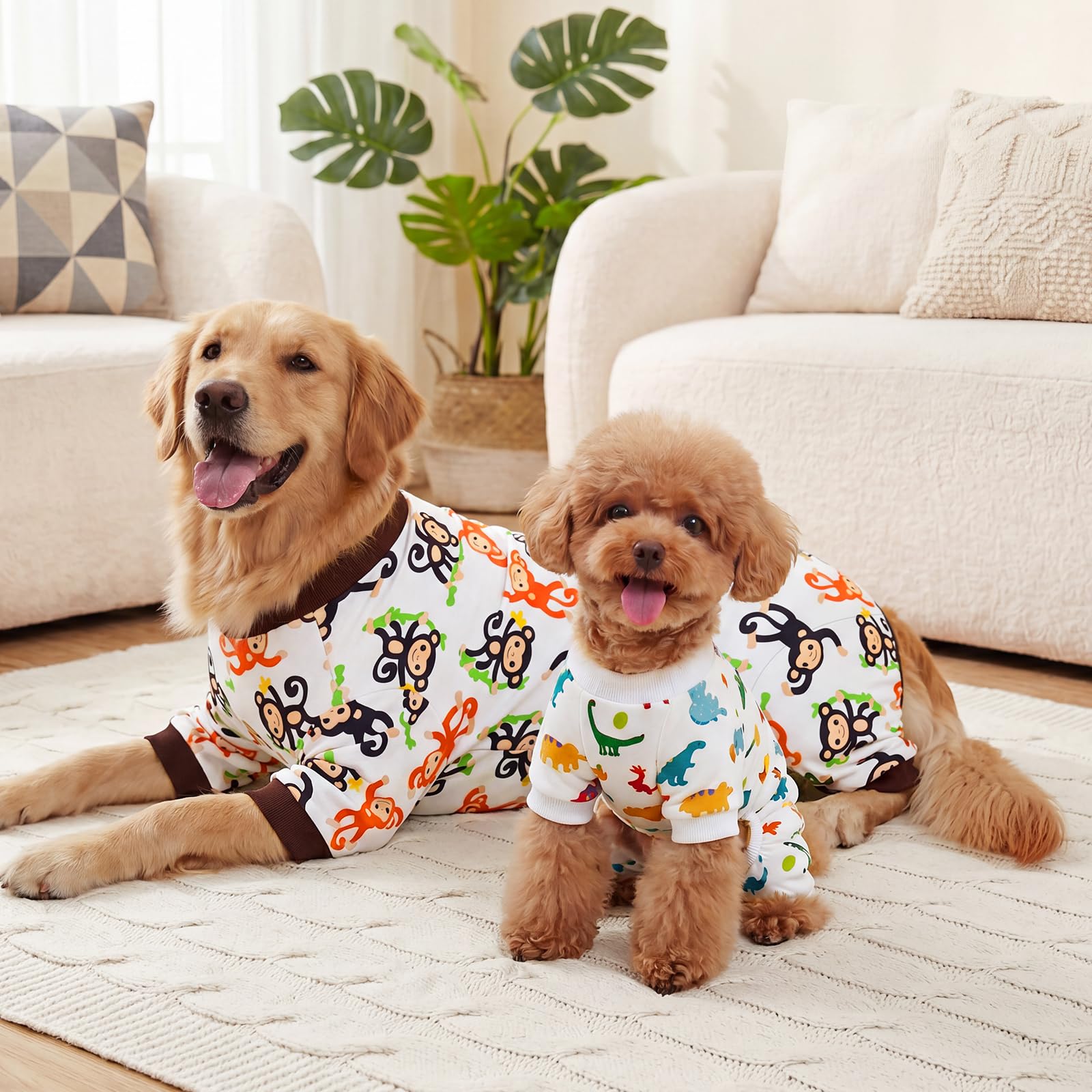 XPUDAC 4-Pack Dog Pajamas for Small Dogs – Soft, Stretchy Summer Onesies with Cute Prints