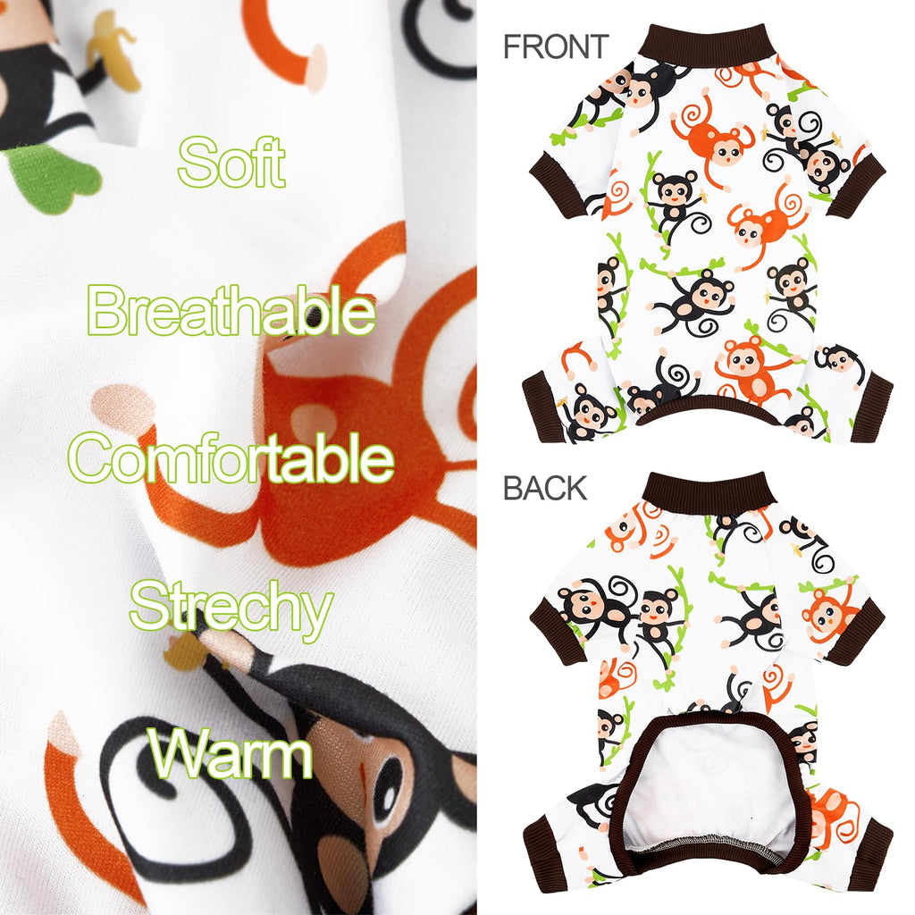 XPUDAC 4-Pack Dog Pajamas for Small Dogs – Soft, Stretchy Summer Onesies with Cute Prints