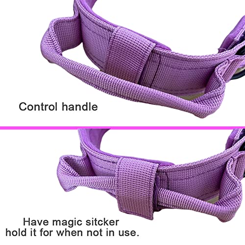 Xqpetlihai Purple Tactical Dog Collar - Adjustable Military Nylon with Control Handle and Heavy Duty Metal Buckle for Medium & Large Dogs Size L