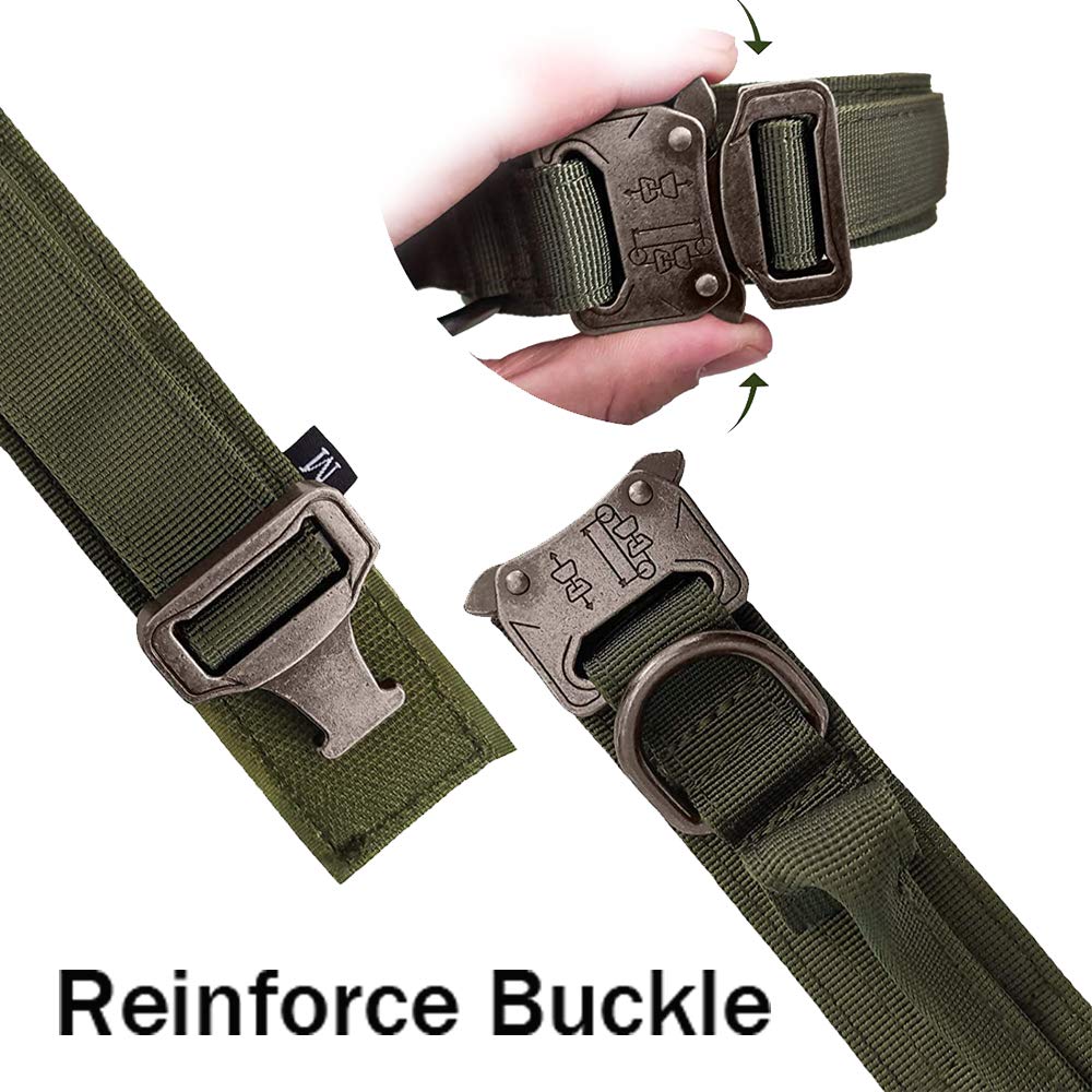 Xqpetlihai Tactical Dog Collar - Adjustable Military Nylon with Control Handle for Medium & Large Dogs (Green, M)