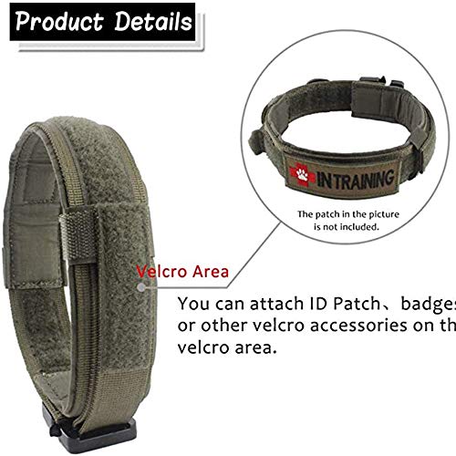 Xqpetlihai Tactical Dog Collar: Adjustable Military Nylon Collar with Control Handle & Heavy Duty Metal Buckle for Medium & Large Dogs (Green, XL)