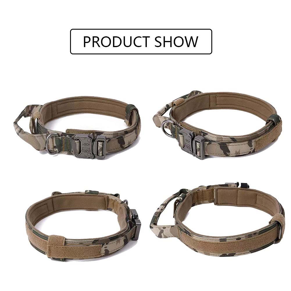 Xqpetlihai Tactical Dog Collar Camo – Adjustable Military Nylon with Control Handle for Medium & Large Dogs (Size M)