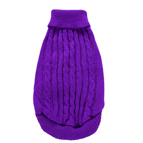 XX-Large Purple Striped Turtleneck Dog Sweater for Large Breeds 28-40 lbs
