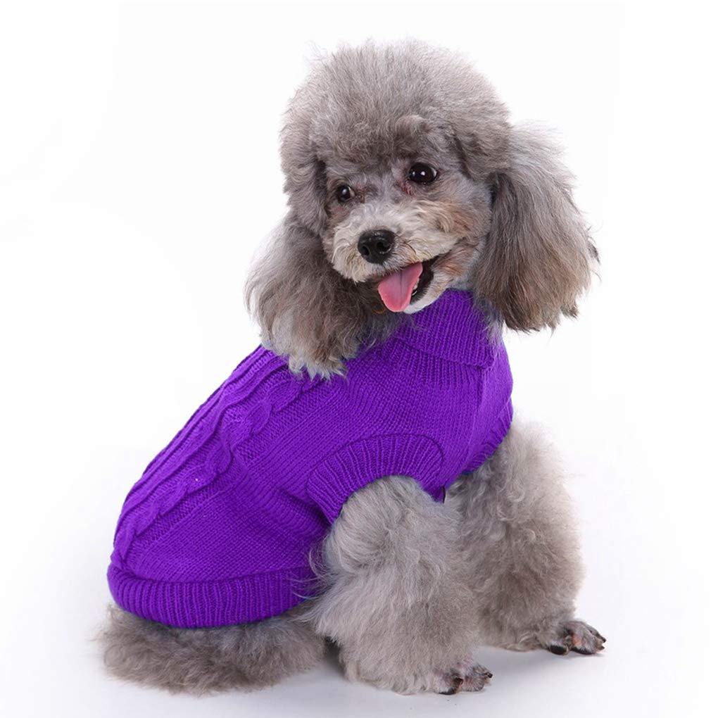 XX-Large Purple Striped Turtleneck Dog Sweater for Large Breeds 28-40 lbs