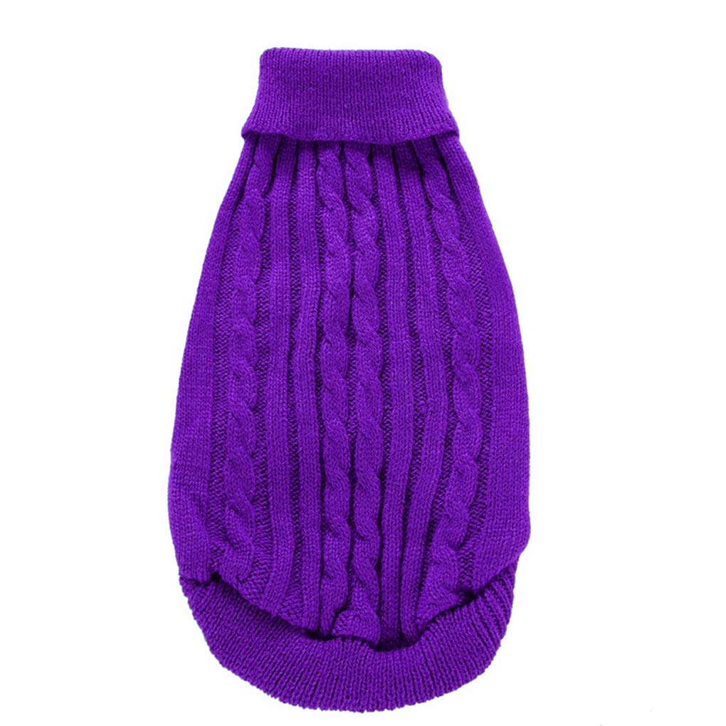 XX-Large Purple Striped Turtleneck Dog Sweater for Large Breeds 28-40 lbs
