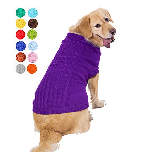XX-Large Purple Striped Turtleneck Dog Sweater for Large Breeds 28-40 lbs