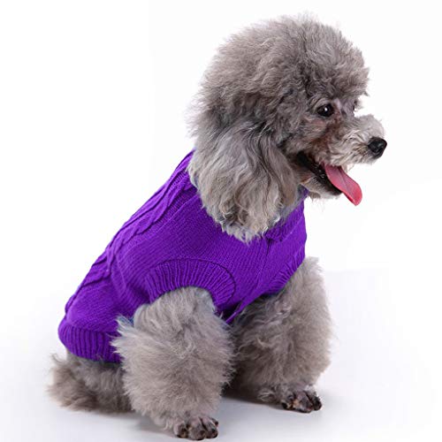 XX-Large Purple Striped Turtleneck Dog Sweater for Large Breeds 28-40 lbs