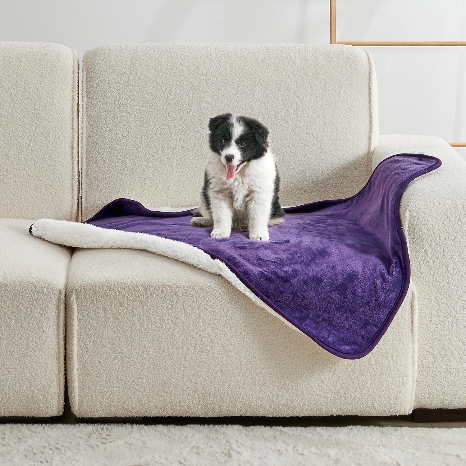 Yaning Waterproof Pet Blanket - Dark Purple 30x40 inches, Reversible Sherpa Flannel for Dogs Cats