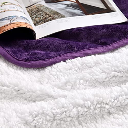 Yaning Waterproof Pet Blanket - Dark Purple 30x40 inches, Reversible Sherpa Flannel for Dogs Cats