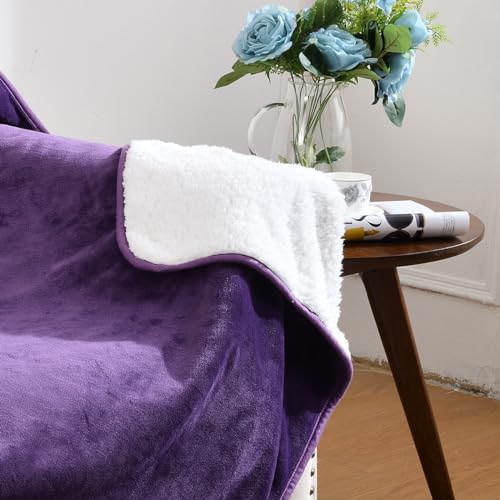 Yaning Waterproof Pet Blanket - Dark Purple 30x40 inches, Reversible Sherpa Flannel for Dogs Cats