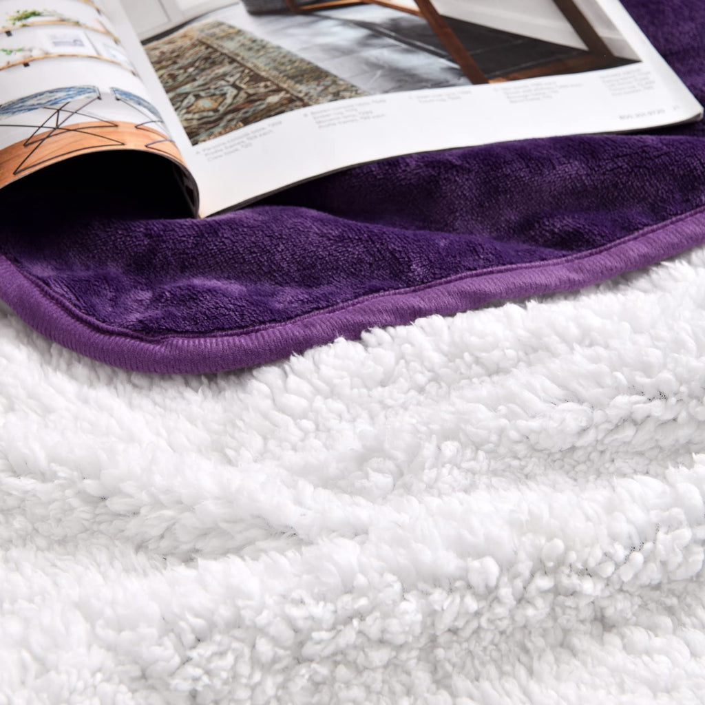 Yaning Waterproof Pet Blanket - Dark Purple 30x40 inches, Reversible Sherpa Flannel for Dogs Cats