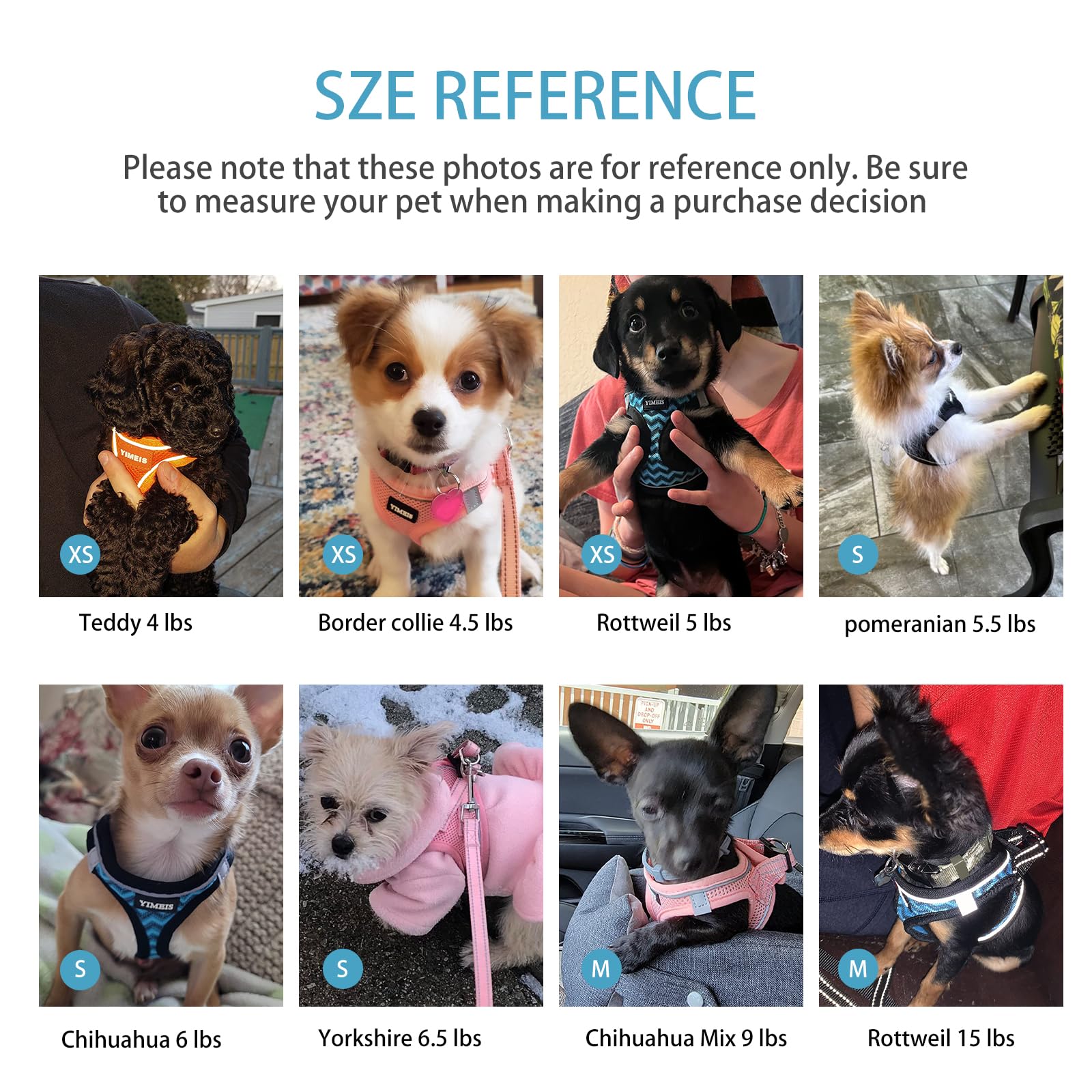 YIMEIS Dog Harness and Leash Set for Small Dogs - Reflective Honeycomb Grid, Adjustable, Size M, Black