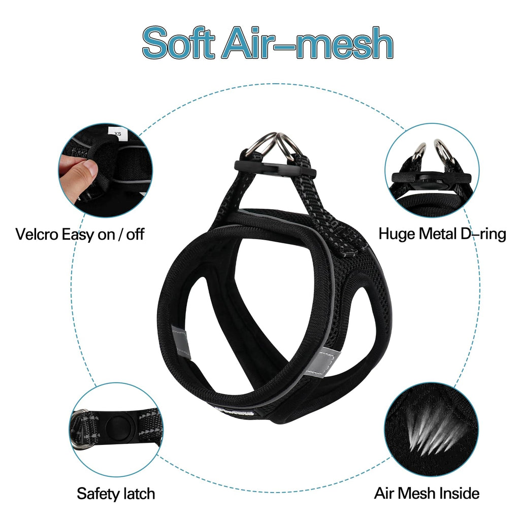 YIMEIS Dog Harness and Leash Set for Small Dogs - Reflective Honeycomb Grid, Adjustable, Size M, Black