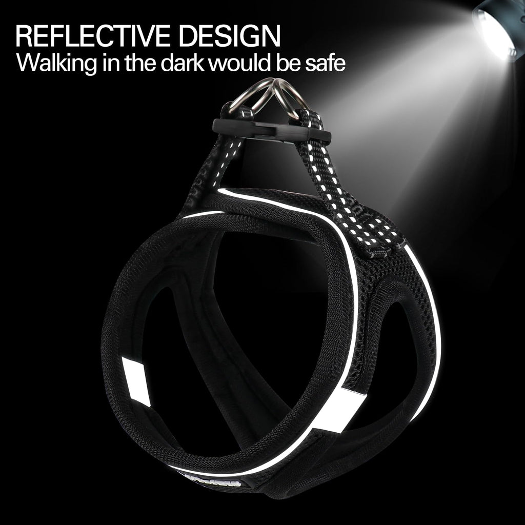 YIMEIS Dog Harness and Leash Set for Small Dogs - Reflective Honeycomb Grid, Adjustable, Size M, Black