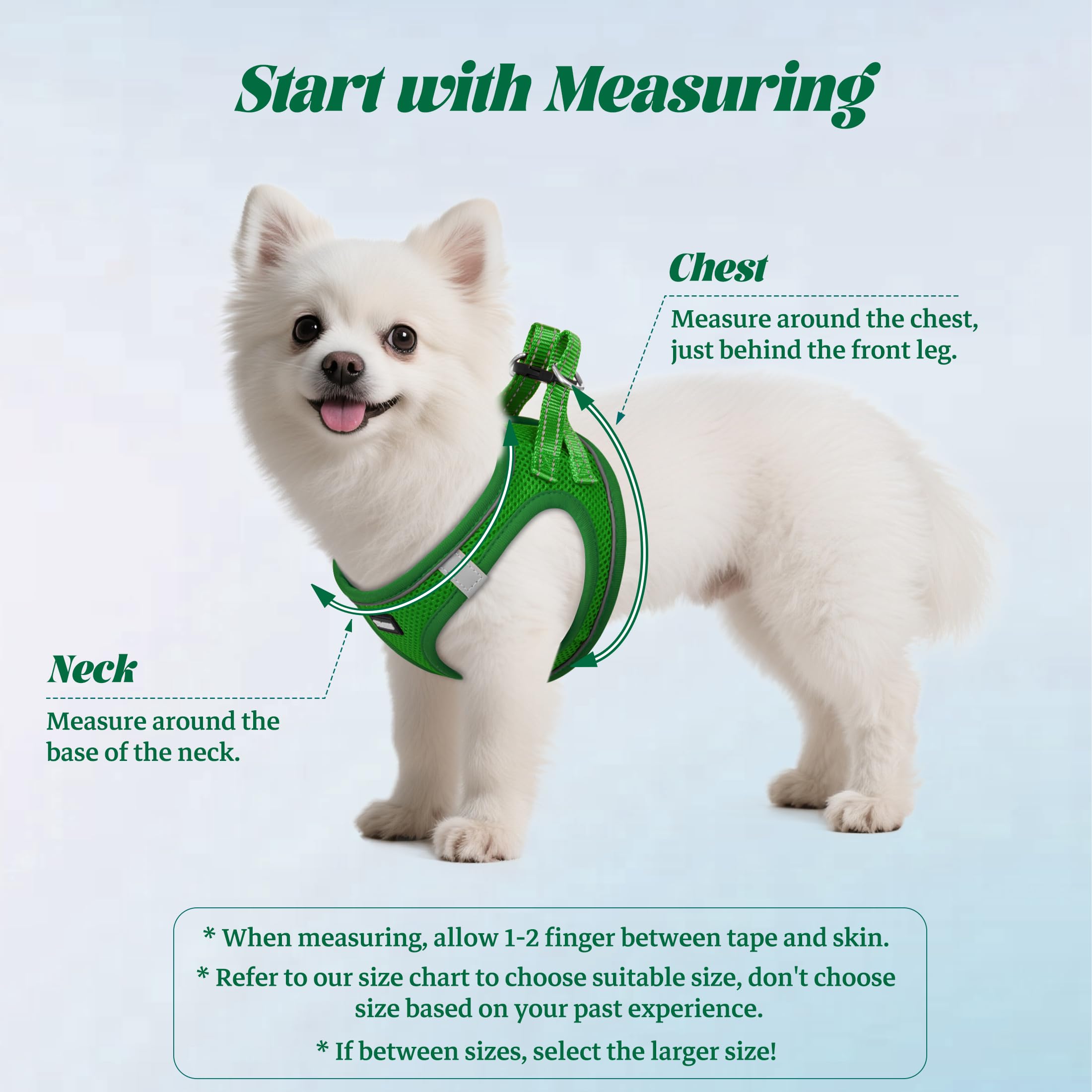 YIMEIS Green Small Dog Harness and Leash Set - Breathable No-Pull Mesh Vest with Reflective Strips