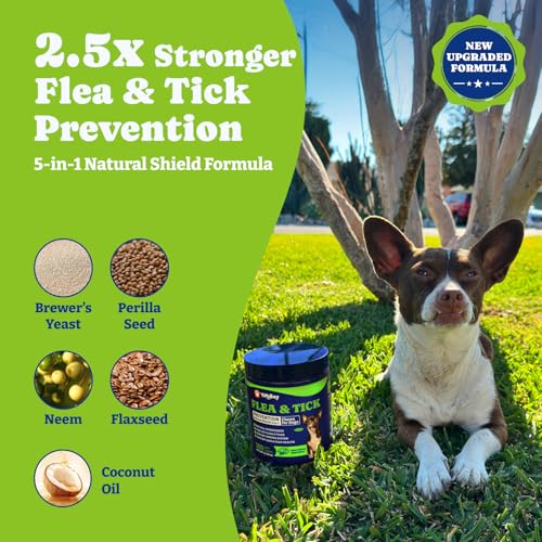 YoYoBay Natural Flea & Tick Prevention Chewables for Dogs – Bacon & Sweet Potato Flavor, 180 Soft Chews