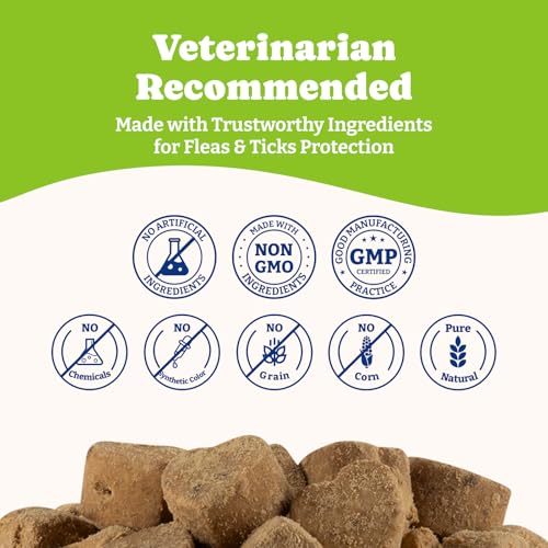 YoYoBay Natural Flea & Tick Prevention Chewables for Dogs – Bacon & Sweet Potato Flavor, 180 Soft Chews