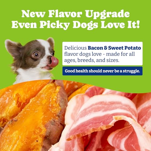 YoYoBay Natural Flea & Tick Prevention Chewables for Dogs – Bacon & Sweet Potato Flavor, 180 Soft Chews