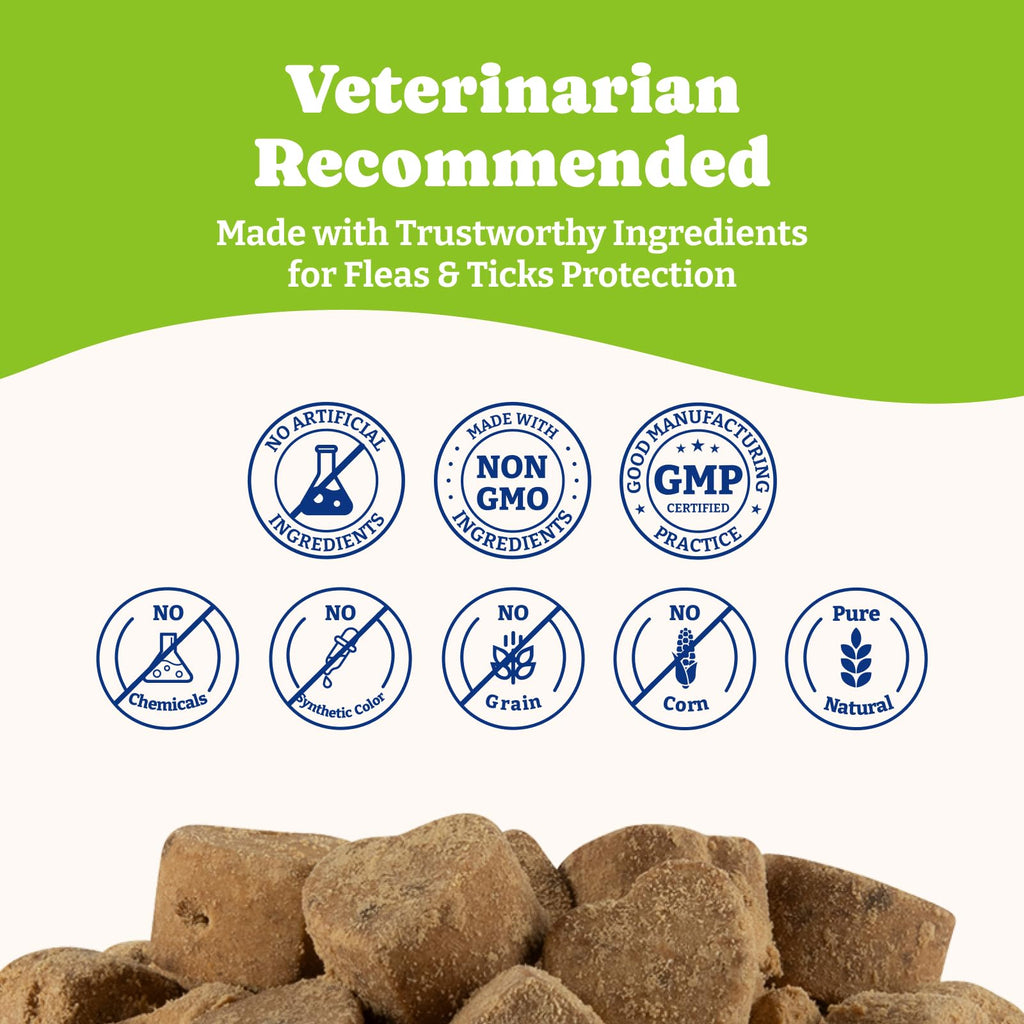 YoYoBay Natural Flea & Tick Prevention Chewables for Dogs – Bacon & Sweet Potato Flavor, 180 Soft Chews