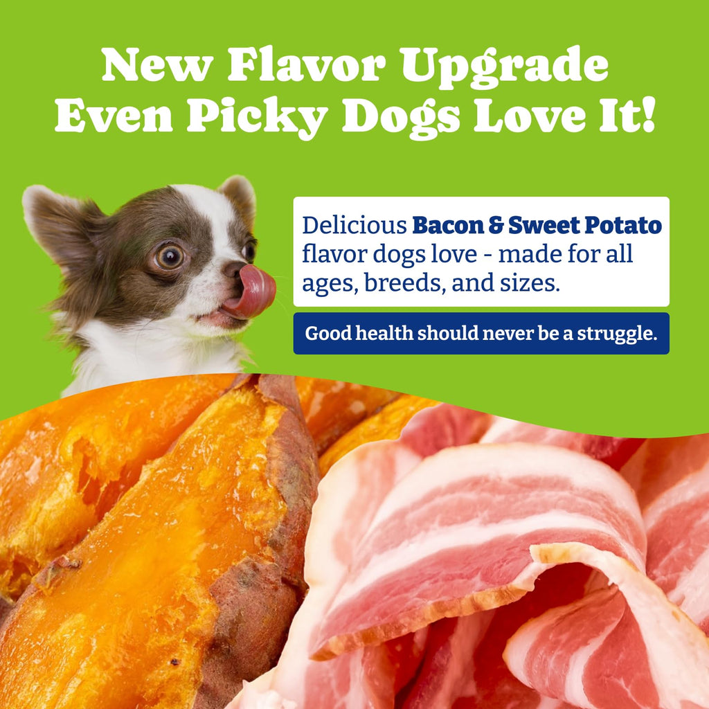 YoYoBay Natural Flea & Tick Prevention Chewables for Dogs – Bacon & Sweet Potato Flavor, 180 Soft Chews