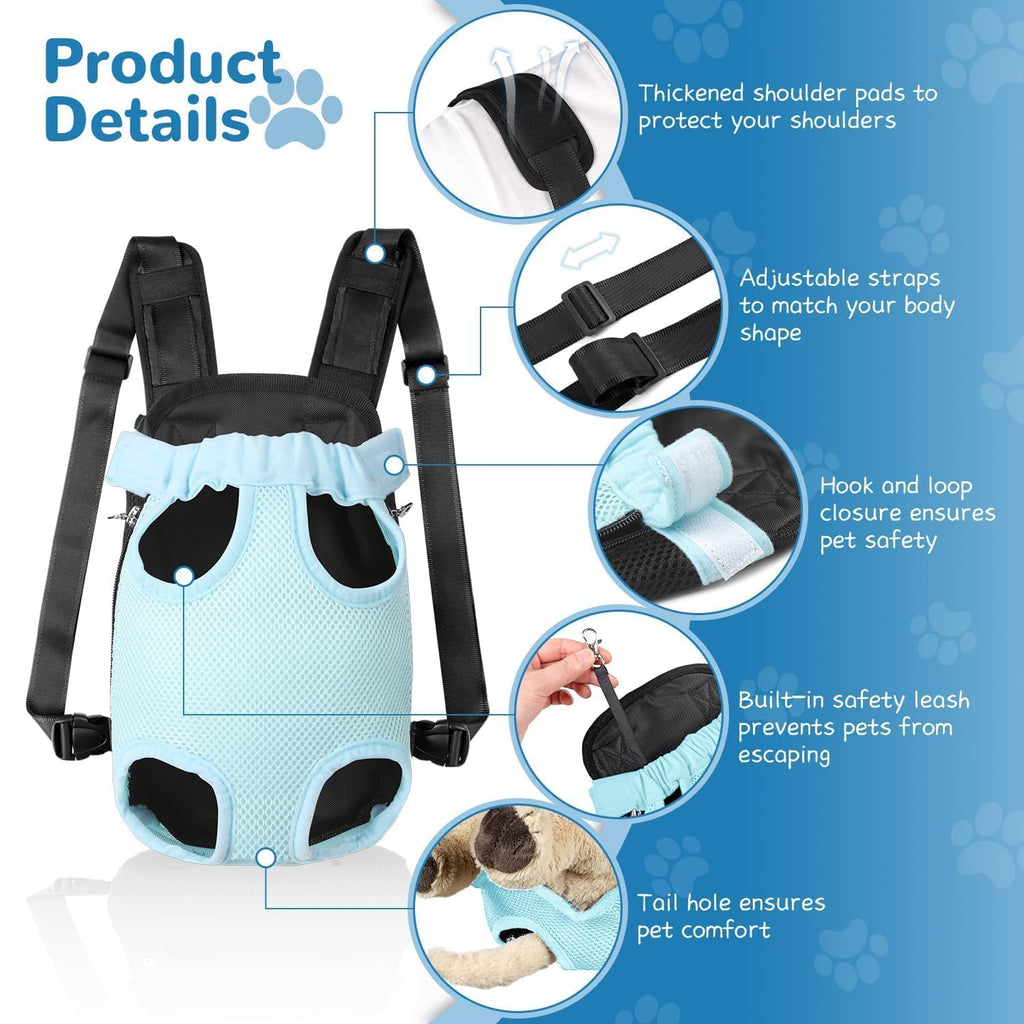 YUDODO Front Dog Carrier Backpack for Small Dogs, Cats, and Rabbits – Hands-Free Travel, B-Sky Medium