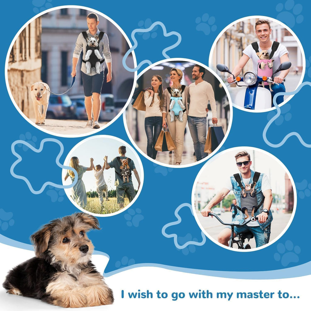 YUDODO Front Dog Carrier Backpack for Small Dogs, Cats, and Rabbits – Hands-Free Travel, B-Sky Medium