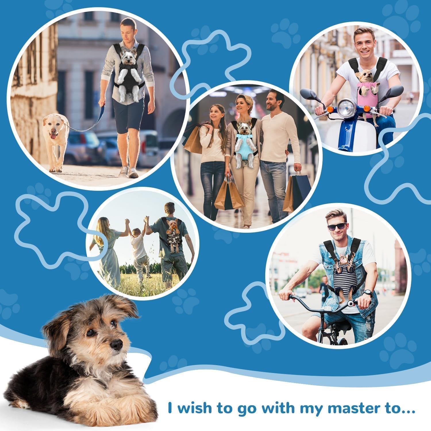 YUDODO Front Dog Carrier Backpack for Small Dogs, Cats, and Rabbits – Hands-Free Travel, B-Sky Medium