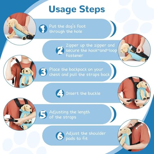 YUDODO Front Dog Carrier Backpack for Small Dogs, Cats, and Rabbits – Hands-Free Travel, B-Sky Medium
