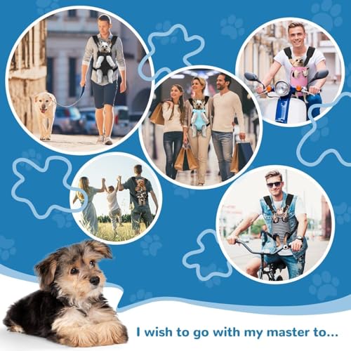 YUDODO Front Dog Carrier Backpack for Small Dogs, Cats, and Rabbits – Hands-Free Travel, B-Sky Medium