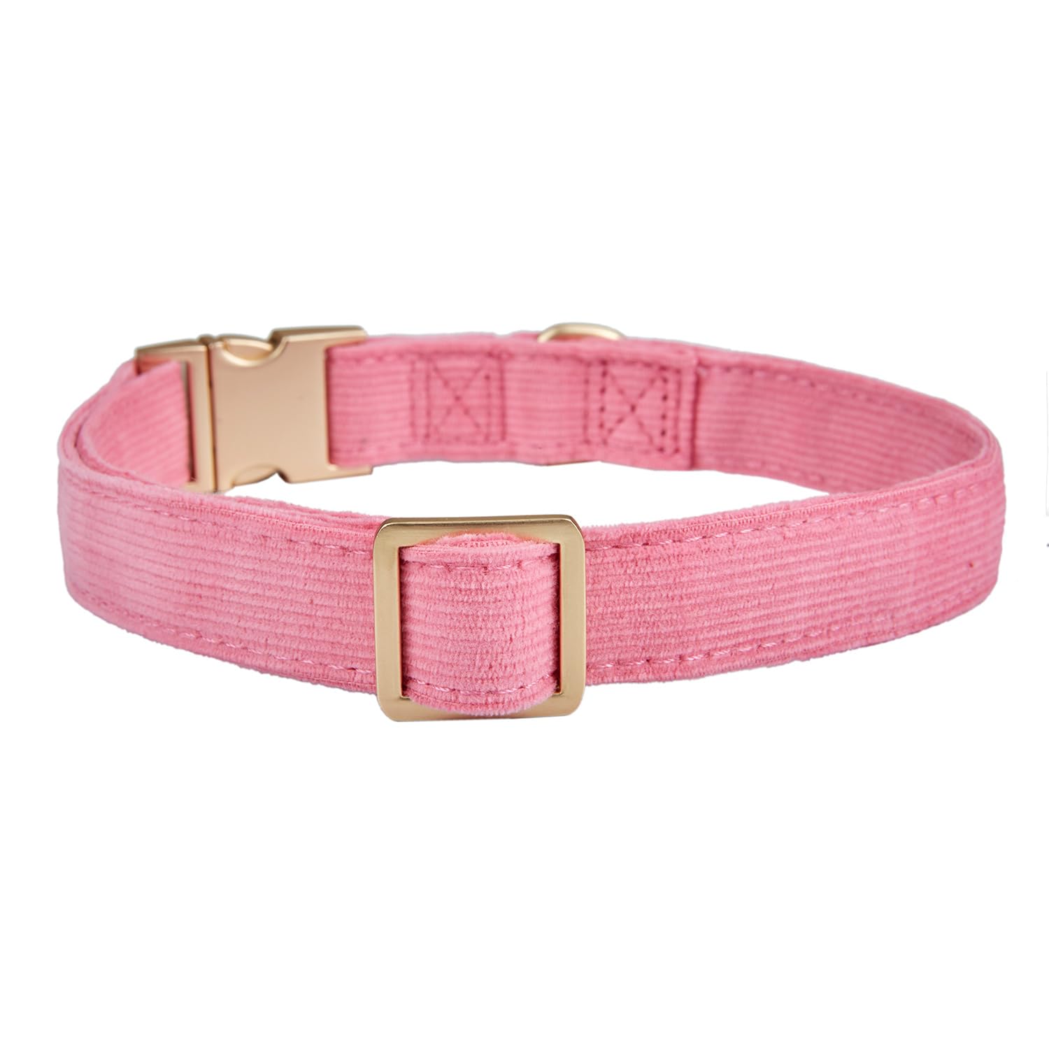 YUDOTE Corduroy Dog Collar – Adjustable Metal Buckle, Heavy Duty, Rosy Pink, Medium (12-19 inch)