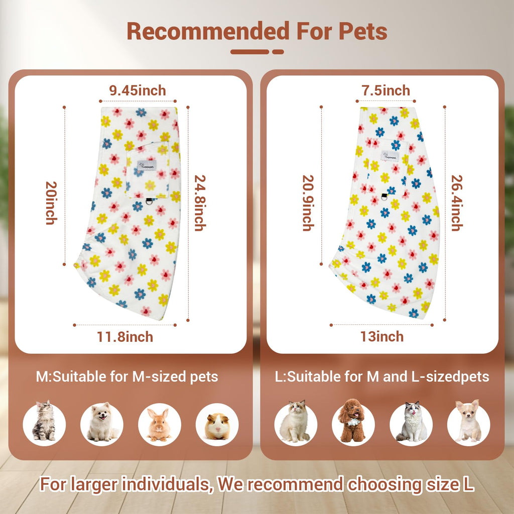 Yunpawpet Hands-Free Pet Sling for Small Pets - Ultra-Soft Polar Fleece Carrier for Cats and Dogs up to 14 lbs, Machine Washable, Daisy Large