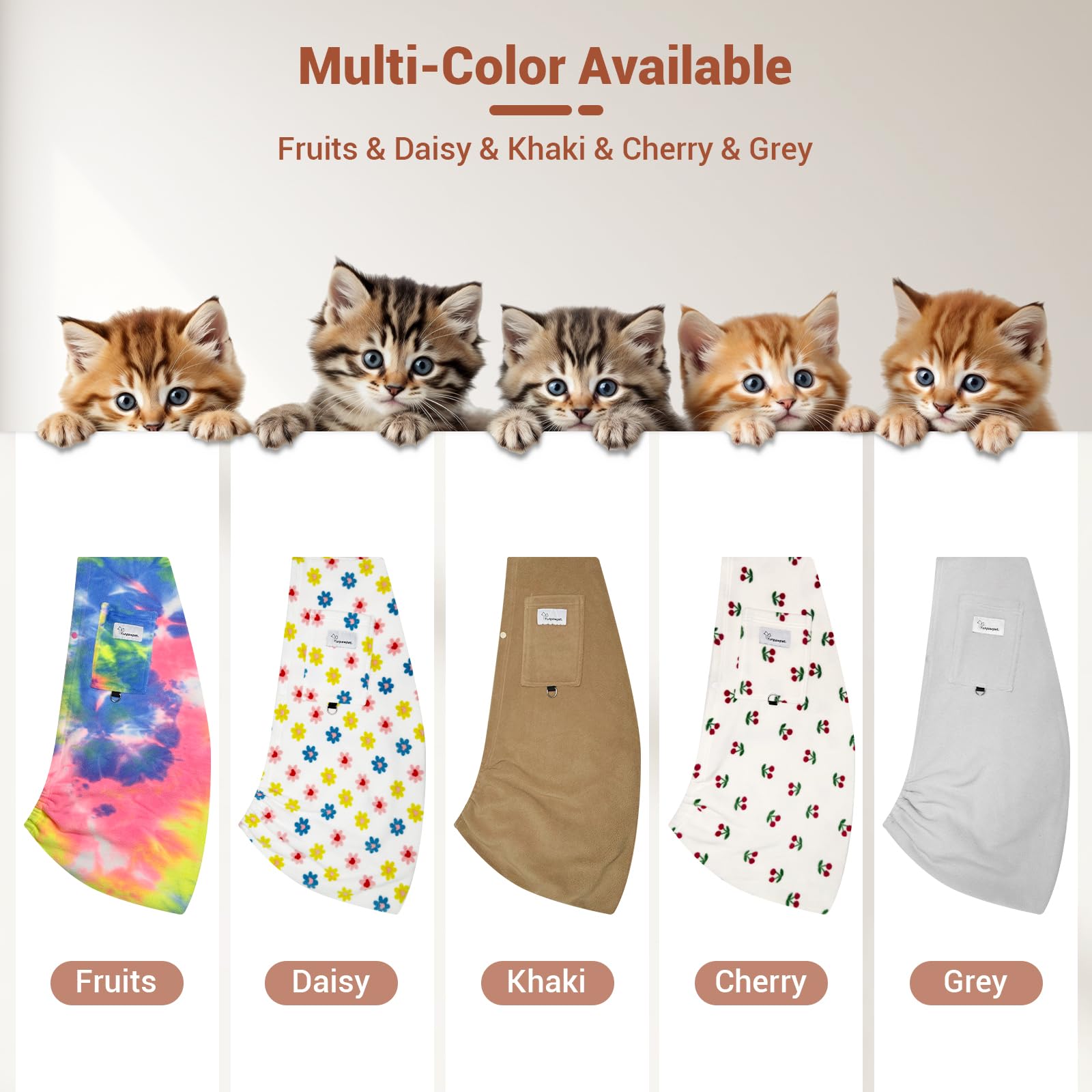 Yunpawpet Hands-Free Pet Sling for Small Pets - Ultra-Soft Polar Fleece Carrier for Cats and Dogs up to 14 lbs, Machine Washable, Daisy Large