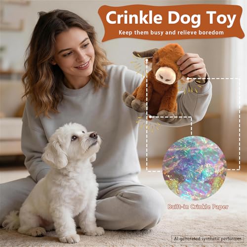 YZHDUXIU Highland Cow Squeaky Dog Toy – Soft Plush for Interactive Play with Small to Medium Dogs