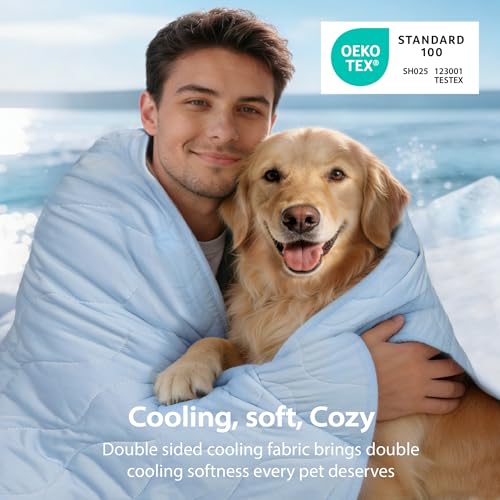 ZAKAPAWS Cooling Blanket for Medium Dogs – Breathable, Waterproof, and Machine Washable Pet Throw (Light Blue, 30x40)