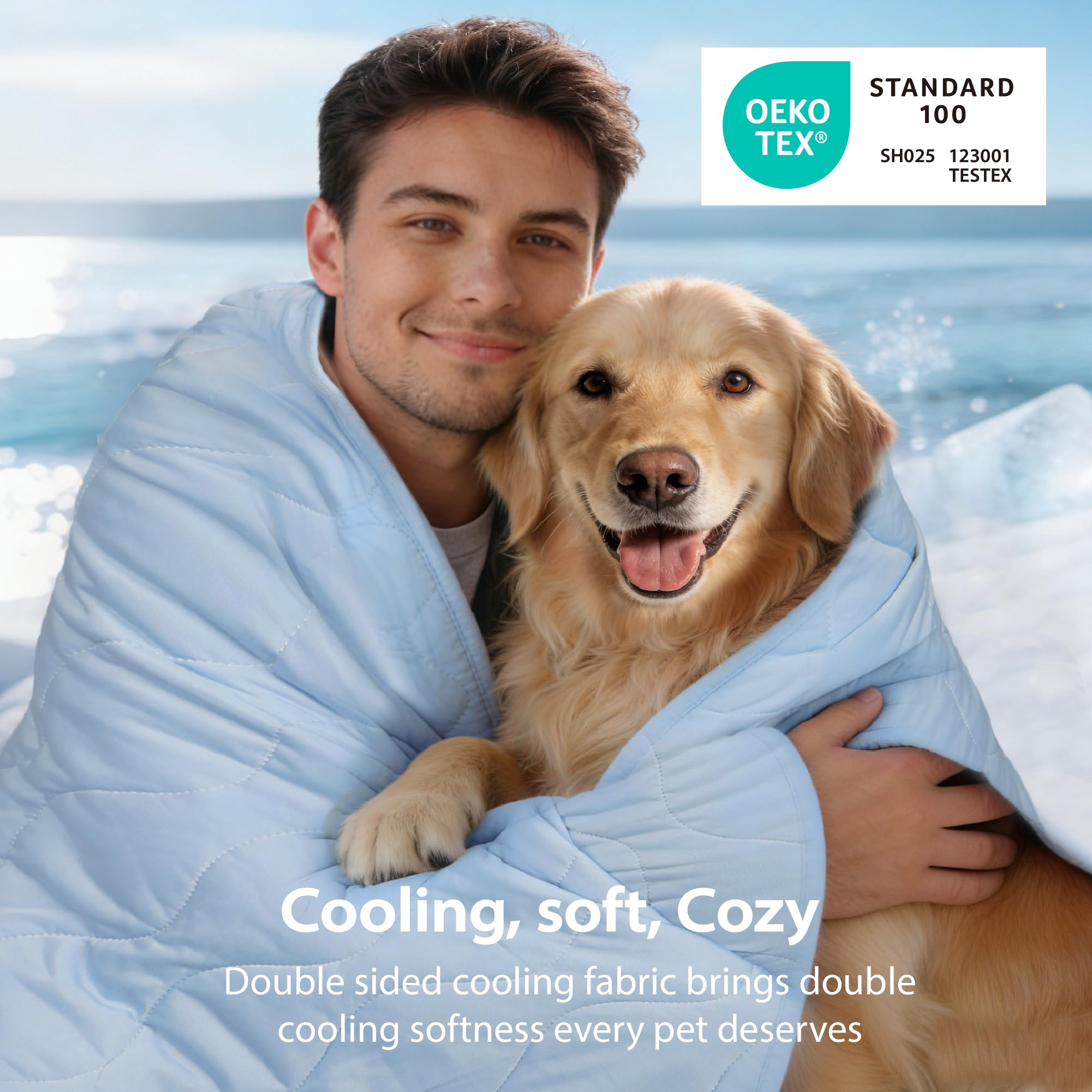 ZAKAPAWS Cooling Blanket for Medium Dogs – Breathable, Waterproof, and Machine Washable Pet Throw (Light Blue, 30x40)