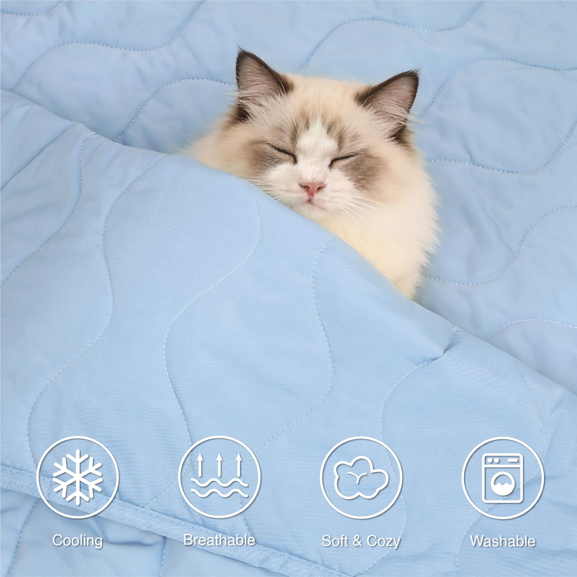 ZAKAPAWS Cooling Blanket for Medium Dogs – Breathable, Waterproof, and Machine Washable Pet Throw (Light Blue, 30x40)