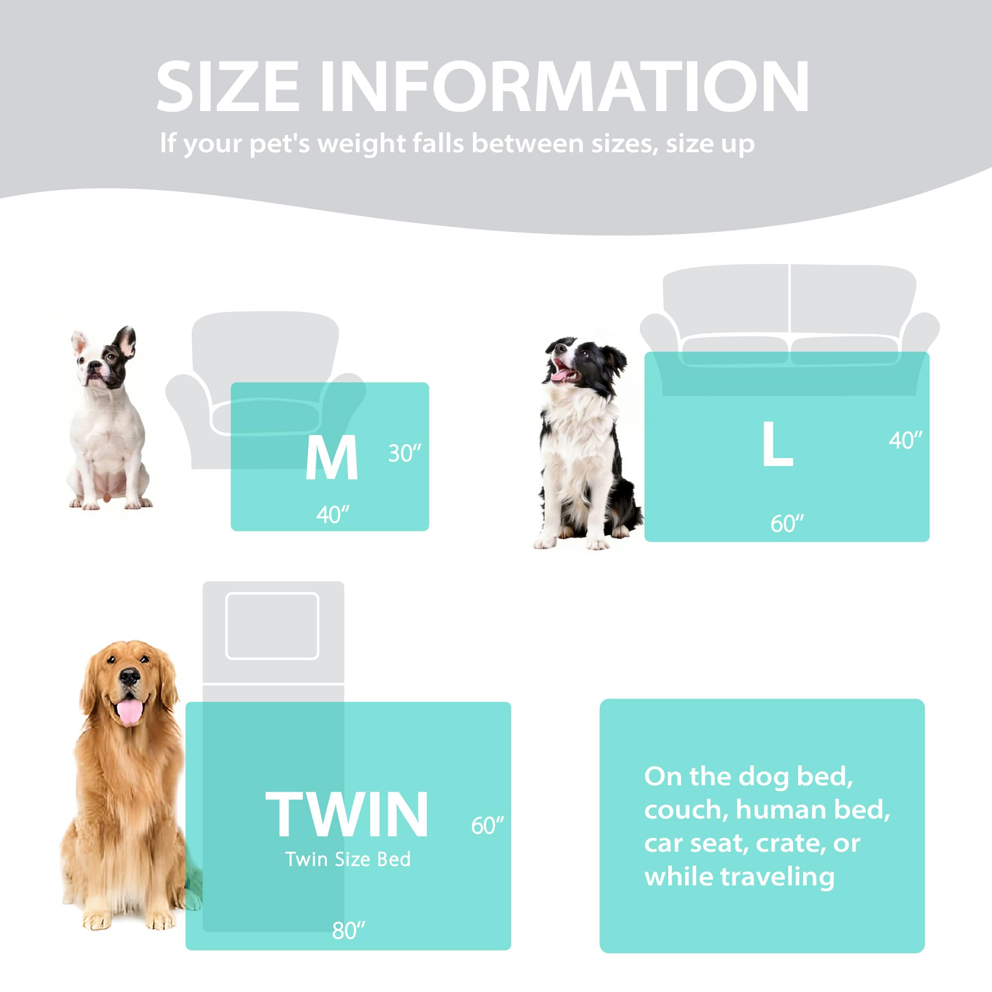 ZAKAPAWS Cooling Blanket for Medium Dogs – Breathable, Waterproof, and Machine Washable Pet Throw (Light Blue, 30x40)