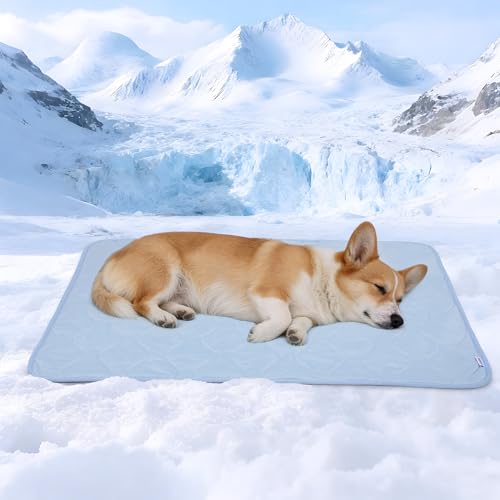 ZAKAPAWS Cooling Blanket for Medium Dogs – Breathable, Waterproof, and Machine Washable Pet Throw (Light Blue, 30x40)