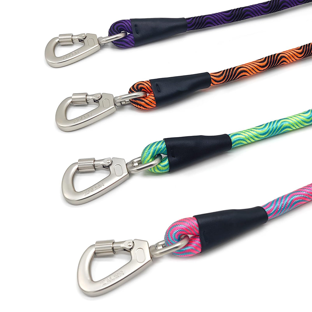ZALER 20ft Long Dog Leash with Screw Lock Carabiner - Heavy Duty Check Cord for Training, Recall, Camping (Black Purple)