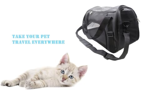 ZaneSun Medium-Black Soft-Sided Cat Carrier - Airline Approved, Lightweight, Foldable