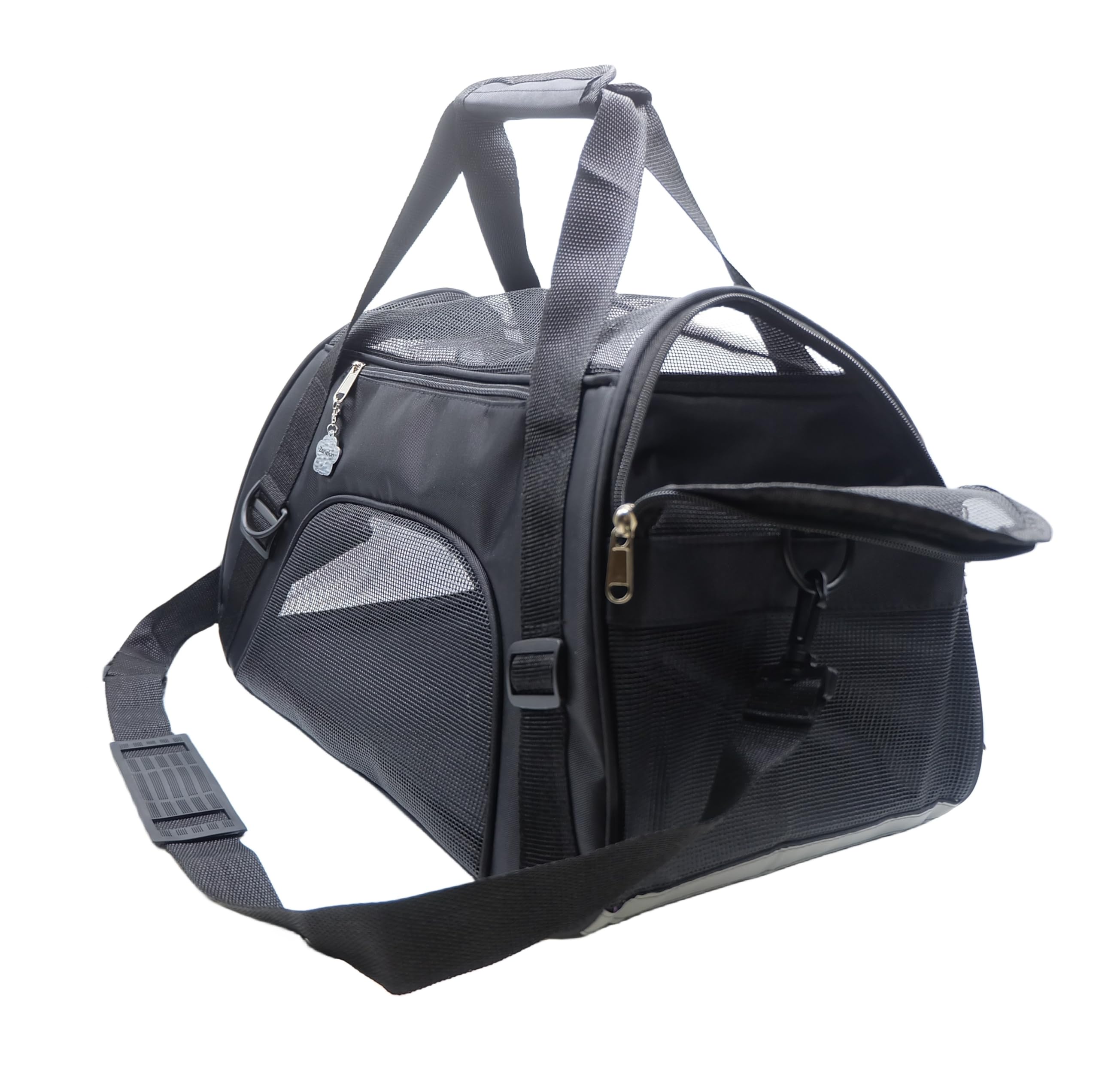 ZaneSun Medium-Black Soft-Sided Cat Carrier - Airline Approved, Lightweight, Foldable